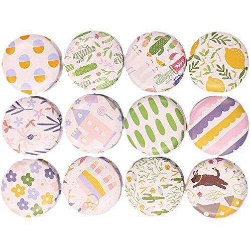 JKLcom Candy Tins Jars Cartoon Illustration Metal Tin with Lid Empty Round Metal Storage Tin Cans Jars Containers Travel Storage Tins,for Making Candles Candy Cookie DIY Cosmetics Ointment,12 Pack