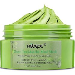 Hebepe Matcha Green Tea Facial Detox Mud Mask with Aloe Vera, Deep Cleaning, Hydrating, Detoxing, Healing, and Relaxing Volcanic Clay Facial Mask