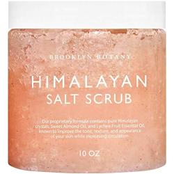 Brooklyn Botany Himalayan Salt Exfoliating Body Scrub & Foot Scrub - All Natural Exfoliator, Moisturizes With Sweet Almond Oil - Scrub Away Dead Skin - Great Gifts For Women - 10 oz