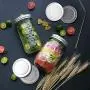 Mason Jar with Lids, 16 OZ Regular Food Storage Jar, Set of 6 Bamboo and Tinplate Mason Jar Lid for Store Tea, Coffee, Spice, Candy
