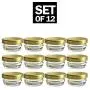 Kleine Mini Glasbehälter mit Tinndosen - 12er Set x 1 oz – Vielseitige leere Lagerbehälter