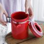 Nordic Colorful Ceramic Seal Storage Jar Scandinavian Kitchen Candy Coffee Tea Organizer Sealing Jars Seasoning Container,650Ml Red