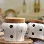 Shelf Floating Openwork Ceramics Storage Jar Garlic Ginger Dried Peppers Storage Box Kitchen Ventilation Storage Tank Pumpkin Cans. (Size : L)