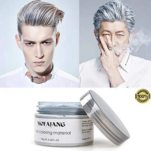 Cire de Couleur Cheveux Argent Gris Temporaire Style Crème 4.23 oz Pommade Naturelle pour Enfants Hommes Femmes Fête Cosplay Date (Argent Gris) Cire de Couleur Cheveux Argent Gris Temporaire Style Crème 4.23 oz Pommade Naturelle pour Enfants Hommes Femmes Fête Cosplay Date (Argent Gris)