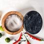jalz jalz Large Wood Salt Box Spice Seasonings Keeper Solid Natural Acacia Base Black Marble Lid Elegant Design Decorative Boxes Big Capacity