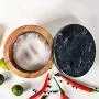 jalz jalz Large Wood Salt Box Spice Seasonings Keeper Solid Natural Acacia Base Black Marble Lid Elegant Design Decorative Boxes Big Capacity