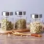 Ensemble de 5 Pots de Rangement Alimentaire pour Cuisine, Homeluny – Pots en Verre Transparent, Rangement de Boîtes, Idéal pour Bonbons, Biscuits, Riz, Sucre, Farine, Snacks – Garde les Aliments au Sec et Frais