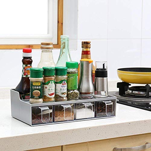CFTLHL Dedicated for Home Kitchen, Outdoor Barbecue, Kitchen Seasoning Box, Storage Spice jar Condiment Bottle Holder - White,Gray