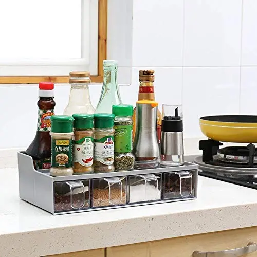 CFTLHL Dedicated for Home Kitchen, Outdoor Barbecue, Kitchen Seasoning Box, Storage Spice jar Condiment Bottle Holder - White,Gray CFTLHL Dedicated for Home Kitchen, Outdoor Barbecue, Kitchen Seasoning Box, Storage Spice jar Condiment Bottle Holder - White,Gray