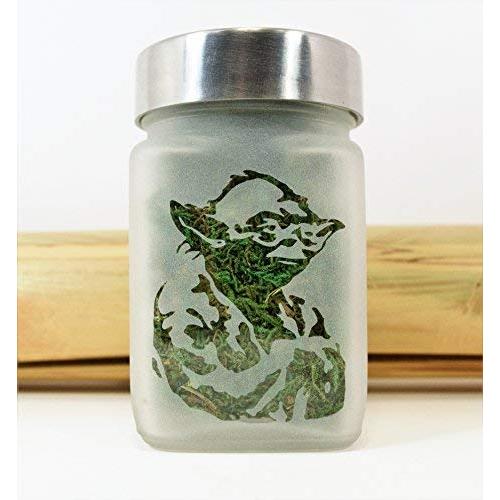 Personal Stash Jar with Wise Master Design - 3" Tall x 2" Wide, Airtight, Smell Resistant, Food Grade Herb Accessories