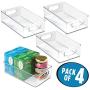 mDesign Kitchen Cabinet and Pantry Storage Organizer Bins - Pack of 4, Shallow, Clear