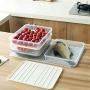 Refrigerator Food Preservation Storage Box Plastic Freezer Space Saver Food Container Organization Rack Kitchen Storage Boxes (S, Grey)