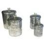 ZUCCOR ZCANSR Set of 4 Hand-Texturierte Edelstahl-Behälter mit Messing-Hahnornament, 10