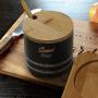 Spice Jars, Ceramic Seasoning Jar Set of 3, 3 Spice Jars + 3 Spoons (with Wooden Tray), Condiment Storage, Black, Creative Home Gifts