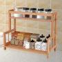 Ufine 2 Tier Bamboo Spice Rack Organizer Kitchen Countertop Storage Shelf Free Standing Holder Under Cabinet Bathroom for Various Bottles, Jars, Space Saving