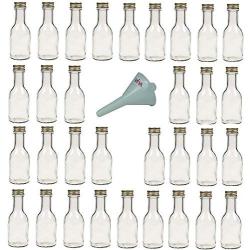 Viva Haushaltswaren Small Glass Bottles 100 ml with Screw Tops and 5 cm Diameter White Funnel Set of 32