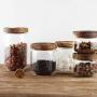 Danmu 1Pc of 500ML Glass Jars Glass Storage Jars Kitchen Jars Food Storage Jars with Airtight Wood Lids Tea Coffee Bean Jar Cookies Flour Sugar Candy Spice Container