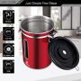 JENNIMER Coffee Container Airtight Stainless Steel Large with Transparent Window Canister Fresher Beans and Grounds for Longer Canister with Date Tracker, CO2-Release Valve and Measuring Scoop (Red)