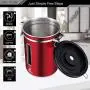 JENNIMER Coffee Container Airtight Stainless Steel Large with Transparent Window Canister Fresher Beans and Grounds for Longer Canister with Date Tracker, CO2-Release Valve and Measuring Scoop (Red)