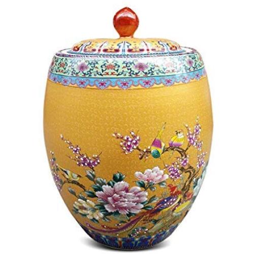 Airtight Food Storage Containers Bins Large With Lids, Ceramic Pottery Cereal Containers Canister Cookie Jar For Kitchen Pantry Organization Flour Rice Candy Bulk, 17L, 50x32cm (Color : Orange)