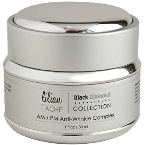 AM/PM Face Moisturizer Anti-Aging Wrinkle Complex by Lilian Fache - Black Diamond Dust Infused - Skin Repair, Deep Wrinkle, Fine Line Correction and Collagen Restoring Cream, 1oz./30ml