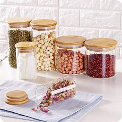 Kitchen Food Storage Jar Airtight Food Storage Kitchen Glass Jar Moisture-Proof Home Multi-Purpose Jam Bottle Cruet Creative Bamboo Cover Glass Moisture-Proof Sealing Pot