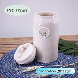 Ceramic Cat Treat Jar Container Pet Treats,Cute Novelty (Color : White)