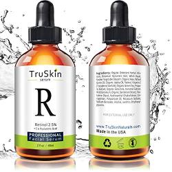 TruSkin RETINOL Serum for Wrinkles, Fine Lines - [BIG 2-OZ Bottle] - Vitamin A, E, Hyaluronic Acid, Organic Green Tea, Jojoba Oil, BEST Anti Wrinkle Facial Serum. 2oz