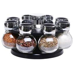 Box Cereal - 8pcs Rotary Spice Jar Set Glass Seasoning Box Salt Jar Spices And Pepper Shakers Household Kitchen Storage Supplies Combination