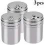 JUSTDOLIFE Gewürzflaschen Edelstahl Küchen Zubehör mit rotierender Shaker-Kappe 3PCS