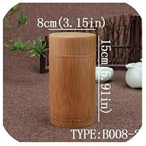 Handmade Tea Box Bamboo Storage Box Tea Canister Lid Seal Kitchen Storage Jars Accessories Spice Box Case Organizer,8X15Cm