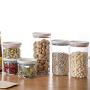 Kitchen Sealed Storage Container,Storage Jars Airtight Plastic With Lids,Stackable,Cereal Storage Container,Large opening design,save space,Waterproof and moisture proof,Pink-550ML