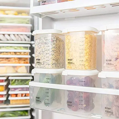 Gotian Kitchen Food Storage Box Refrigerator Container, Plastic Sealed Cans Kitchen Storage Box Transparent Food Canister Keep Fresh Jar (B: 650ML) Gotian Kitchen Food Storage Box Refrigerator Container, Plastic Sealed Cans Kitchen Storage Box Transparent Food Canister Keep Fresh Jar (B: 650ML)