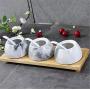 Mini Spice Jars Japanese and Korean kitchen ceramics with bamboo wood marble seal cans set
