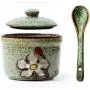 123Arts Ceramics Retro Flower Sugar Salt Pepper Storage Jar Seasoning Pot with Lid And Spoon 123Arts Ceramics Retro Flower Sugar Salt Pepper Storage Jar Seasoning Pot with Lid And Spoon