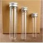 12 Stück 40ml/1,35oz Leere Wiederbefüllbare Klare Kunststoff Teströhrchen Flaschen Kosmetik Behälter Lagerbehälter Ampullen mit Silber Aluminium Verschluss für Creme Puder Gesichtsmaske Badezusätze Süßigkeiten