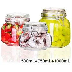 XSWZAQ Glass sealed jars, passion fruit, lemon honey bottle, jam jar, glass bottle, 3 sets