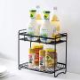 Iron Mesh Standing Spice Rack, 2-Tier Jars Bottle Storage Organizer Shelf Holder for Kitchen Bathroom Countertop