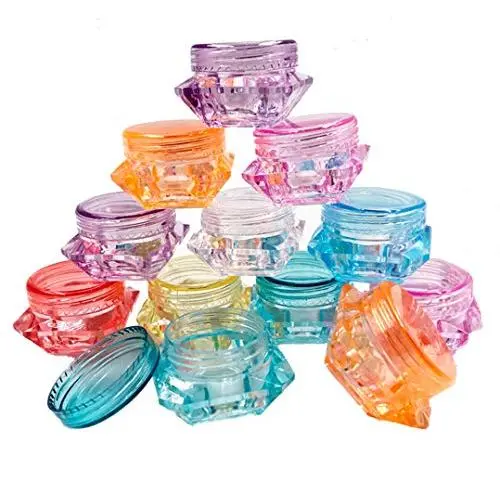 80er Set Kosmetik Probenbehälter Kunststoff Klare Kosmetikbehälter mit Schraubdeckel für Lidschatten, Nägel, Puder, Schmuck – 8 Farben
