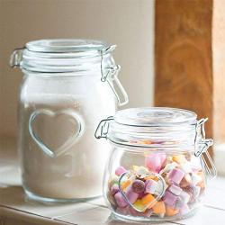 Nicola Spring Heart Design Glass Storage Airtight Food Preserve Jar with Clip Fasten, 1L