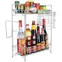 2-Tier Kitchen Spice Rack,Stainless Steel Spice Jars Bottle Stand Holder Organizer Storage Kitchen Shelves Rack (Silver)