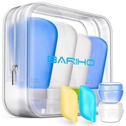 Portable 3-layer Leakproof Silicon Soft Travel Bottle Sets(8PCS) With Cosmetic Containers(10mL) and Toothbrush Cover for Shampoo,Toiletries,Lotion,Conditioner-Carry-on TSA Airline approved