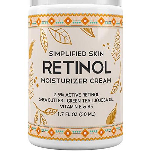 Retinol Moisturizer Cream 2.5% for Face & Eye Area with Vitamin E & Hyaluronic Acid for Anti Aging, Wrinkles & Acne - Best Night & Day Facial Cream by Simplified Skin 1.7 oz