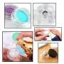 Feadem 60 Pieces 5g Cosmetic Container, Square Empty Cosmetic Pots Cosmetic Jars Travel Refillable Clear Plastic Makeup Containers Cosmetic Jars with for Creams/Powder/Mineral Make Up Cosmetic Bottles