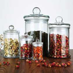 BESTONZON 5PCS Mini Round Clear Glass Spice Shaker Set Spices Storage Container Tea Storage Jar