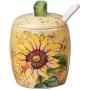 Ceramics Sunflower Hand Painted Painting Sugar Salt Pepper Storage Jar with Lid And Spoon