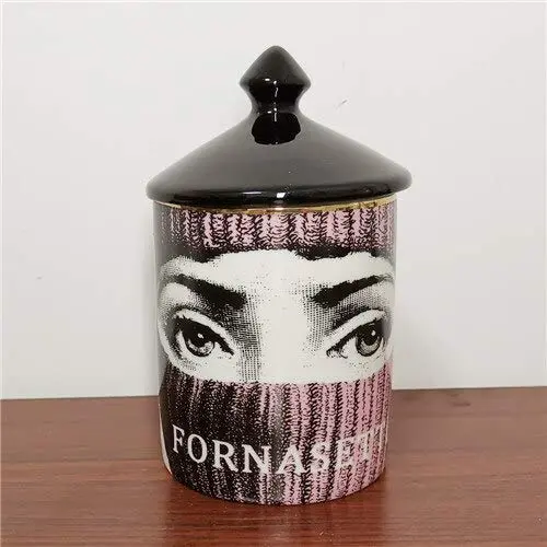 ANH19 jar Candle Holder- Retro European Fornasetti Candle Holder Lina Face Scented Candles Cans Ceramic Products Storage Jar Home Desktop Decoration