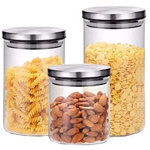 Kitchen Food Storage Jar Airtight Food Storage storage jar Glass Three-piece Stainless Steel Cover Glass Tea Pot Kitchen Miscellaneous Food Kitchen Food Storage Jar Airtight Food Storage storage jar Glass Three-piece Stainless Steel Cover Glass Tea Pot Kitchen Miscellaneous Food