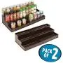 mDesign Plastic Adjustable, Expandable Kitchen Cabinet, Pantry, Shelf Organizer/Spice Rack with 3 Tiered Levels of Storage for Spice Bottles, Jars, Seasonings, Baking Supplies, 2 Pack - Bronze