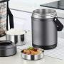Thermos Food Jar Thermos Stainless Food Flask,Leakproof Vacuum Insulated Food Containers Lunch Box With Spoon,Portable Storage Bag (Color : Natural, Size : D)